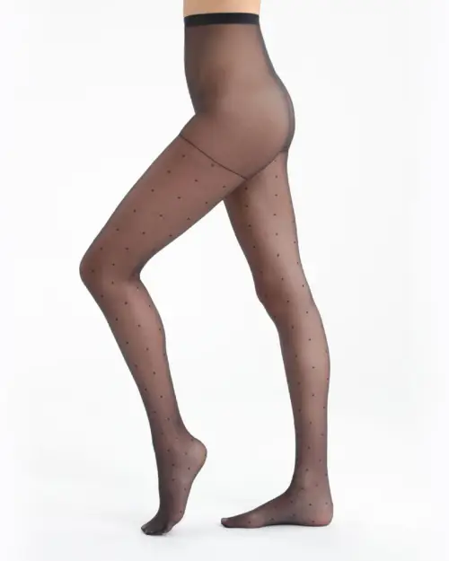 Collant effet plumetis noir 15D Madame so Chic