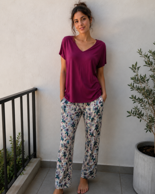 Pyjama 2 pièces pantalon imprimé
